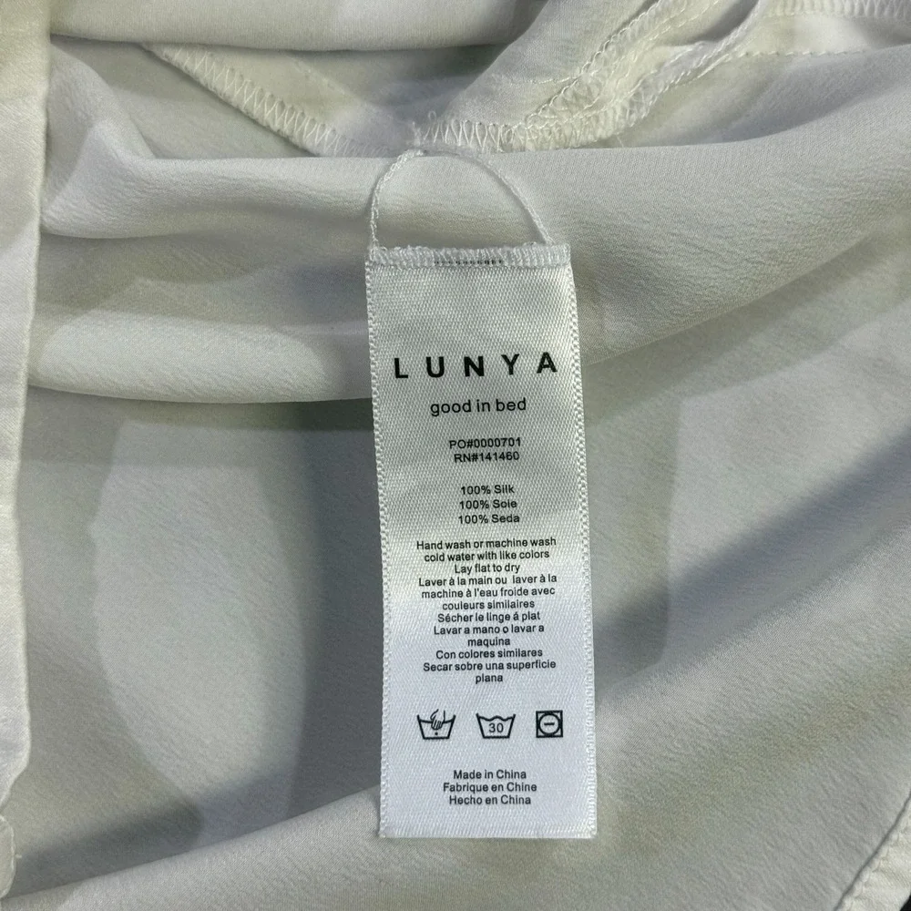 Lunya Washable Silk Sleep Shorts White Womens Size Medium Relaxed Loungewear